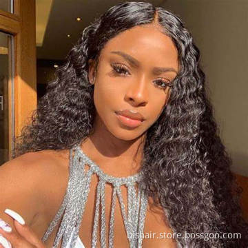 Wholesale Deep Wave Lace Front Wig With Brazilian Human Hair BIS Frontal Wigs For Women Deep Wave 4x4 Lace Closure Wigs
